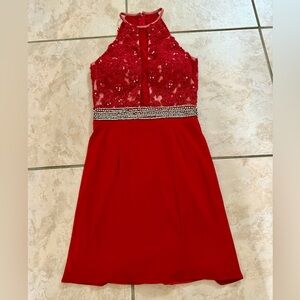 Sherri Hill Red Lace Dress